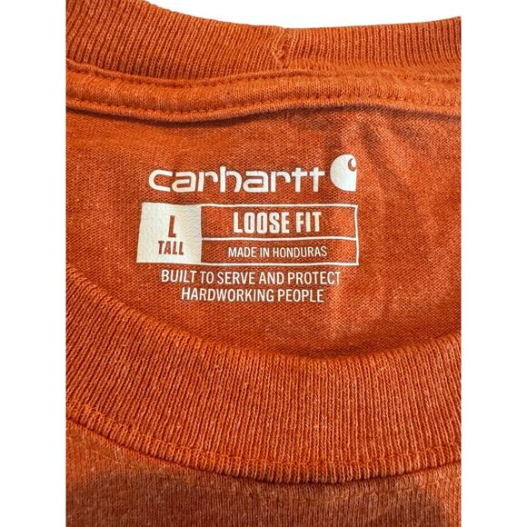 Carhartt L Tall Orange Pocket T-Shirt Men’s Loose Fit Workwear Heavyweight Tee - Picture 5 of 10